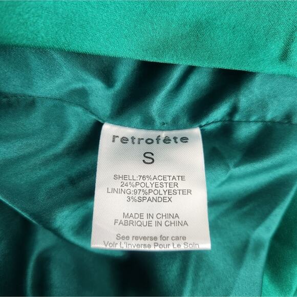 Retrofete Saige Double Breasted Blazer in Emerald Green Size Small NWT Satin - Picture 9 of 11